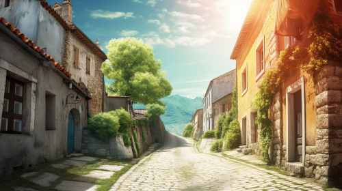 Vibrant village landscape for stunning PowerPoint background