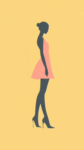 Women in pink and blue silhouette poster