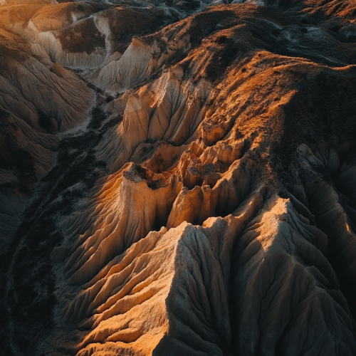 View of desert rocks at sunset