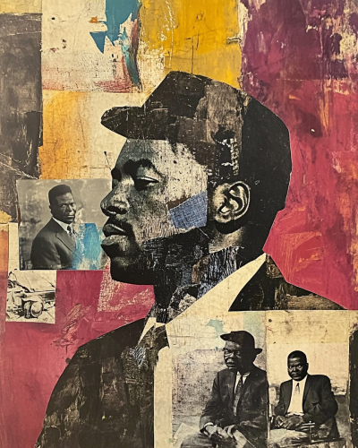 Vintage painting of Black prophet for tourist poster.