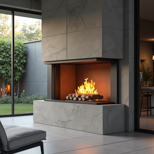 Vivere Concreto's Ultra Modern Outdoor Fireplace Logo