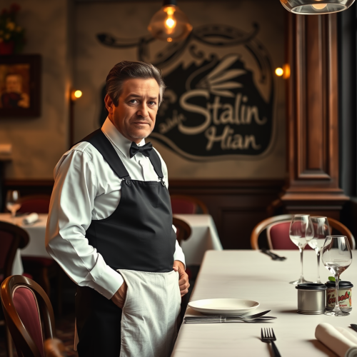 Waiter Checking Age Outside Italian Restaurant