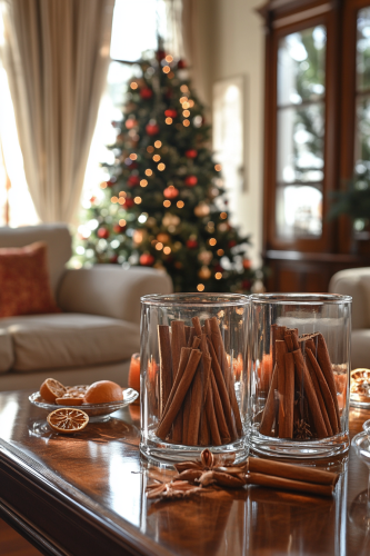 Warm Christmas Lounge with Cinnamon and Spice Decor