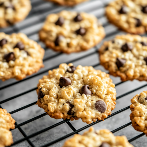 Warm homemade cookies with chocolate chips cooling