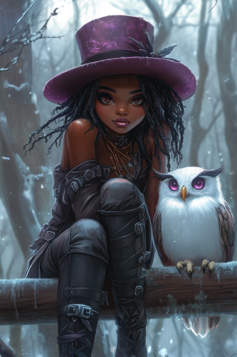 Whimsical, gothic, kawaii style art scene with girl. Whimsical, gothic, kawaii style art scene with girl.