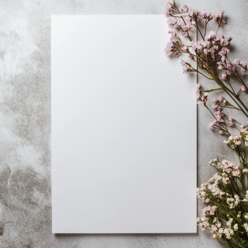 White A3 Paper with Floral Decoration, High-Res Stock Photo White A3 Paper with Floral Decoration, High-Res Stock Photo