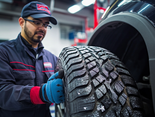 Winter Tire Installation in Modern Garage: Professional and Safe