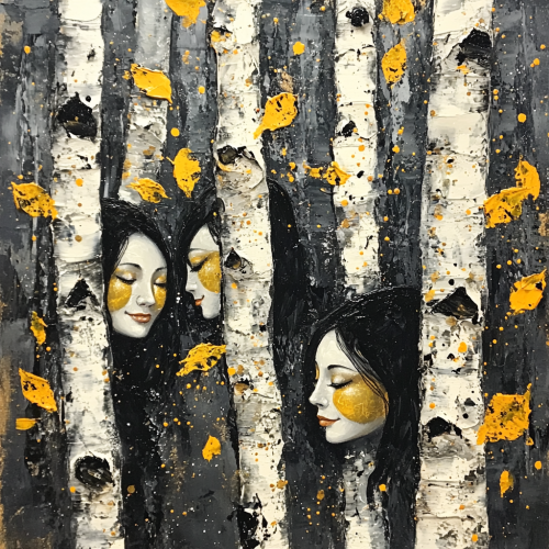 Winter Wonderland: Women in Birch Trees Portrait