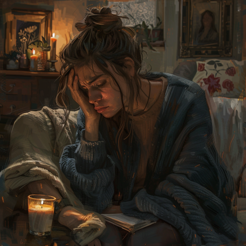 Woman Practicing Self-Care in Deep Grief Portrait