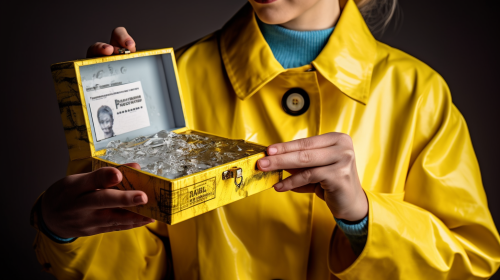Woman in Yellow Lab Coat Holding Open Box