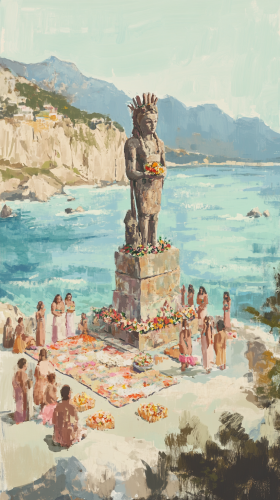 Worshiping the Earth Mother and Sea God ceremony.