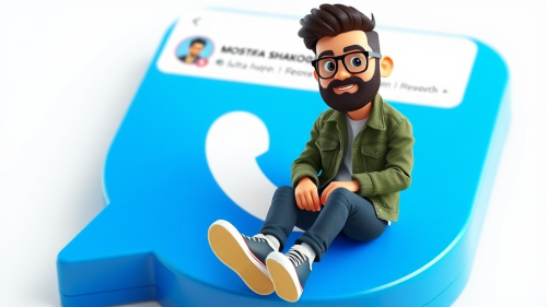 Young Animated Character on Blue Messaging App Icon