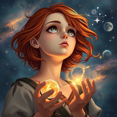Young Astromancer: Gazing at Cosmic Map under Stars