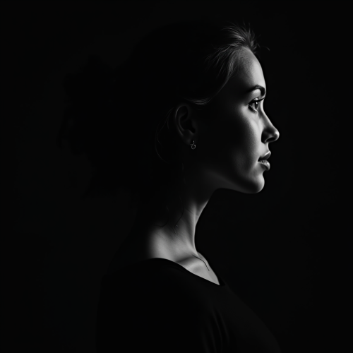 Young Woman's Profile Silhouette in Dramatic Lighting