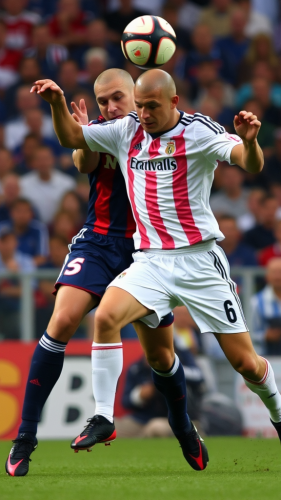 Zidane fights with Materazzi on the soccer field.