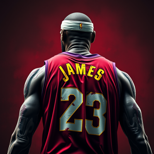 Zombie Lebron James in Lakers Jersey on Dark Background