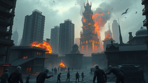 Zombies Attacking a Modern, Fantasy Town