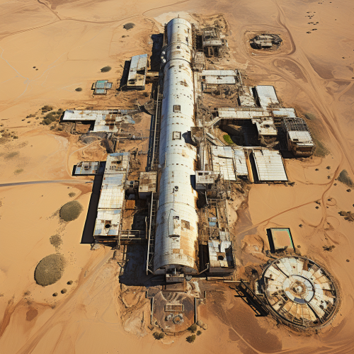 Top-Down View Abandoned Airfield Desert Setting