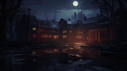 Spooky Shadow Monster in Abandoned School