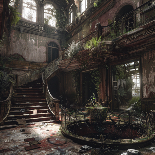 Mysterious manor atrium spooky image