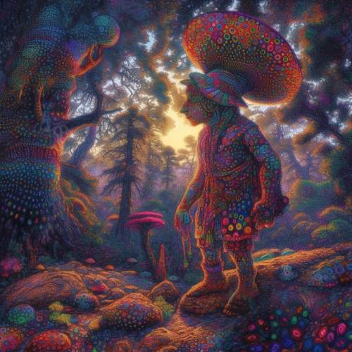 Intricate coastline artwork with vibrant colors