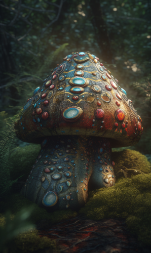 Vibrant surreal forest gnome artwork