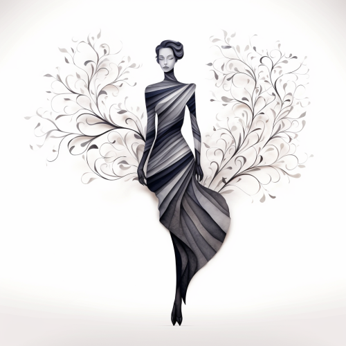 Abstract woman tree artwork in black and gray