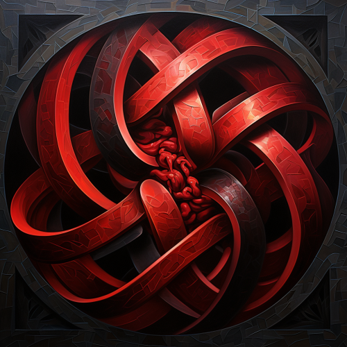 Abstract geometric artwork in black and red