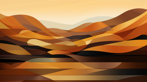 Minimalist Cubist Hills and Lake