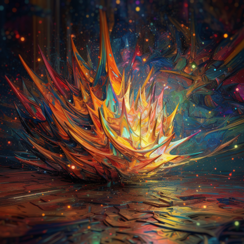 Colorful abstract painting with relief