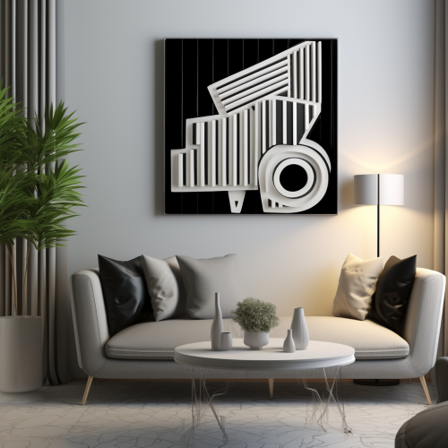 Black and white abstract piano art