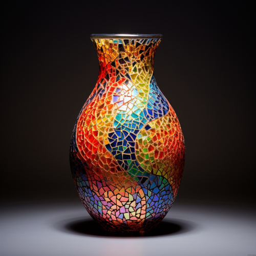 Colorful abstract pointillism vase artwork