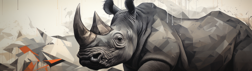 Abstract polygonal rhino brick mural
