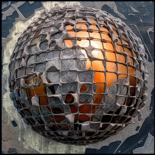 Abstract Psychedelic Artwork with Rusted Mirror Ball