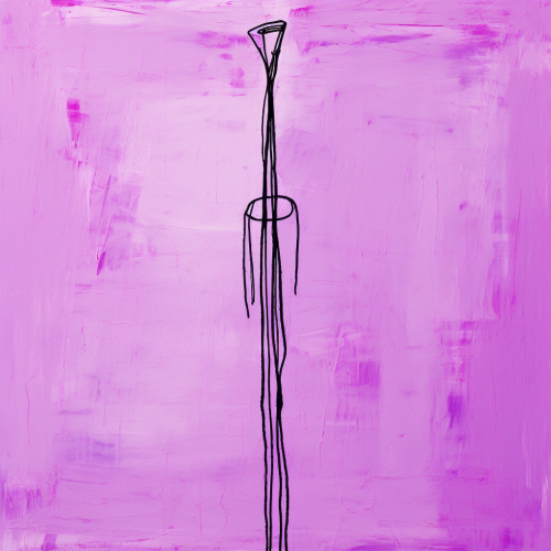 Abstract purple stick figure minimalist artwork