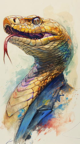 Stylized cobra snake illustration in bling jewelry