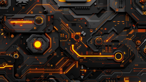 Abstract tech hardware orange lights