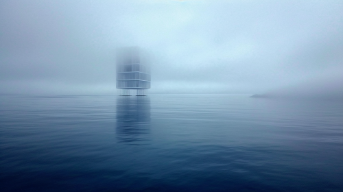 Abstract Building in Fog - Minimalist Traincore