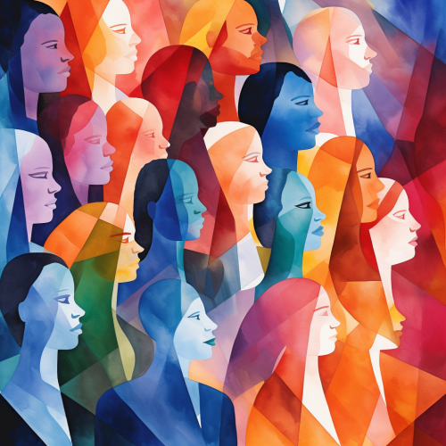 Abstract watercolor faces of business people