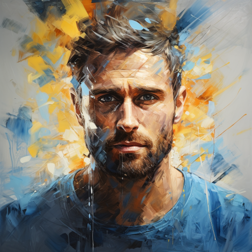 Abstract man with dual personalities suffering