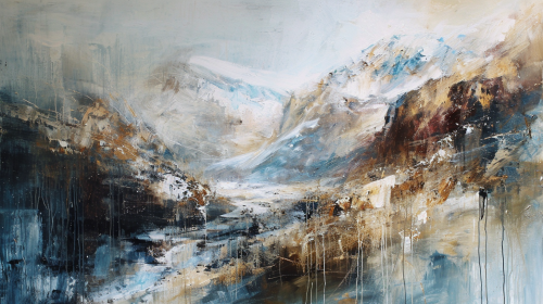 Abstract Mountain Scene in Muted Colours