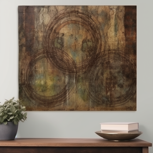Vibrant circles in rustic artwork Vibrant circles in rustic artwork