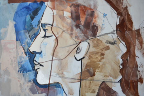Abstracted Woman Face Profile Painting