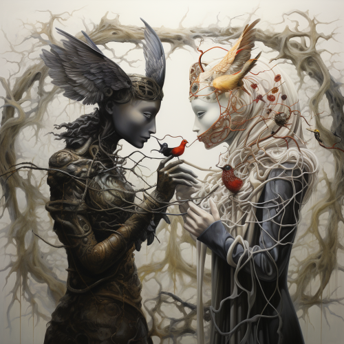 Abstract art of connected beings