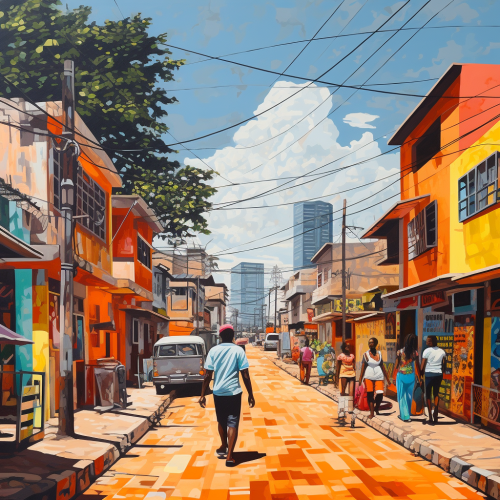 Colorful contemporary scene in Accra, Ghana