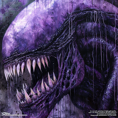 Mauve cosmic horror acrylic painting