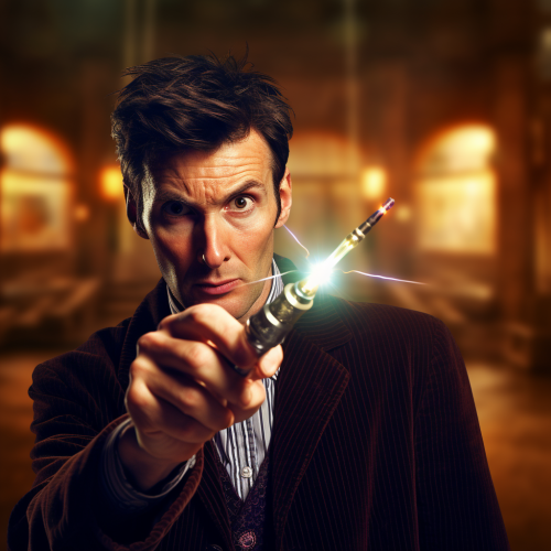Doctor Who using sonic screwdriver skillfully