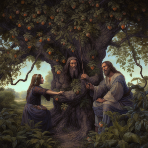 Hyperrealistic art of Adam and Eve