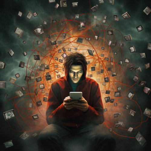 Addicted person hooked to social media Addicted person hooked to social media