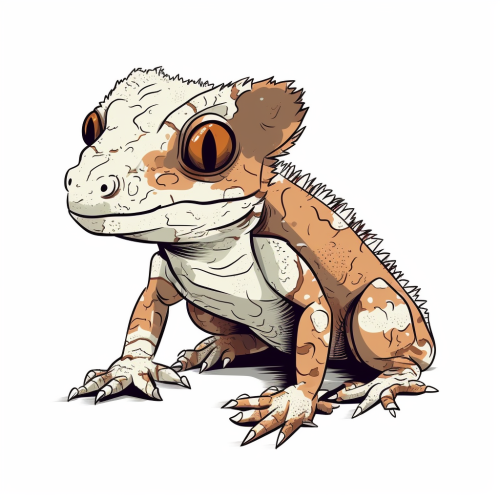 Cute crested gecko in manga style